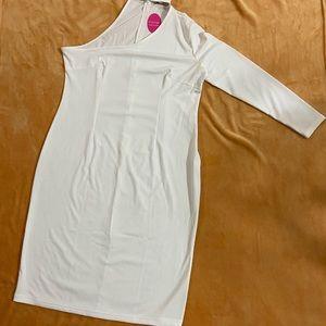 White Half Shoulder Sexy Dress.